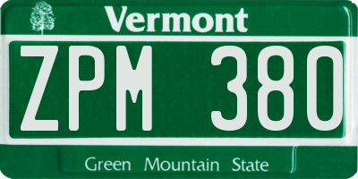 VT license plate ZPM380