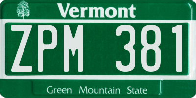 VT license plate ZPM381