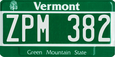 VT license plate ZPM382