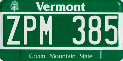 VT license plate ZPM385
