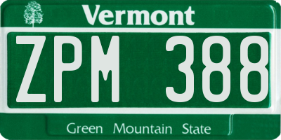 VT license plate ZPM388