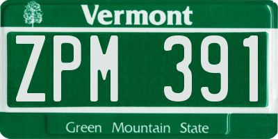 VT license plate ZPM391