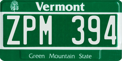VT license plate ZPM394