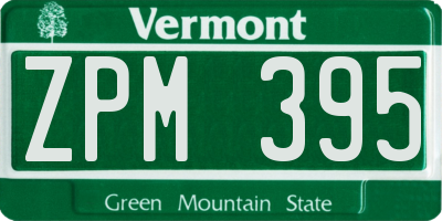 VT license plate ZPM395