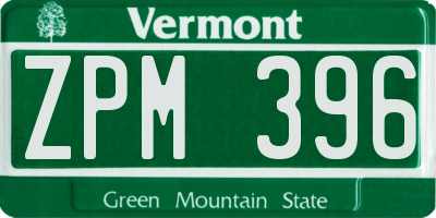 VT license plate ZPM396