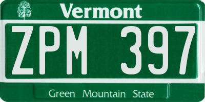 VT license plate ZPM397