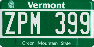 VT license plate ZPM399