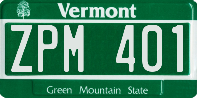 VT license plate ZPM401