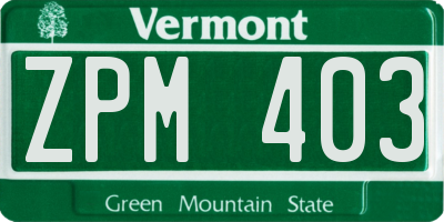 VT license plate ZPM403