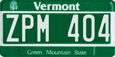 VT license plate ZPM404