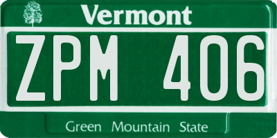 VT license plate ZPM406