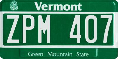 VT license plate ZPM407