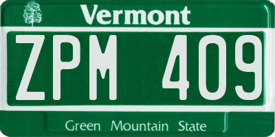 VT license plate ZPM409