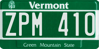 VT license plate ZPM410