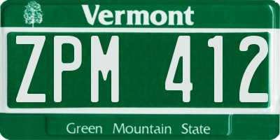 VT license plate ZPM412