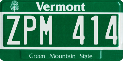 VT license plate ZPM414