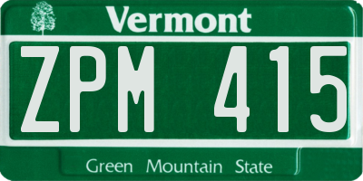 VT license plate ZPM415