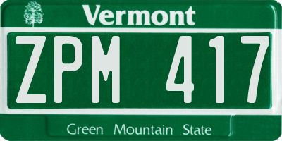 VT license plate ZPM417