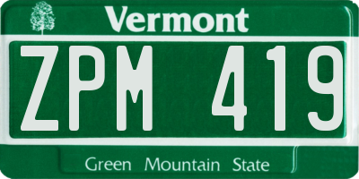 VT license plate ZPM419