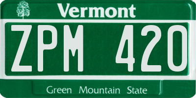 VT license plate ZPM420