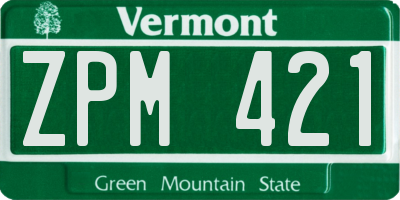 VT license plate ZPM421