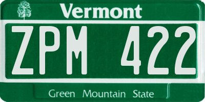 VT license plate ZPM422