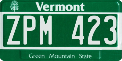 VT license plate ZPM423