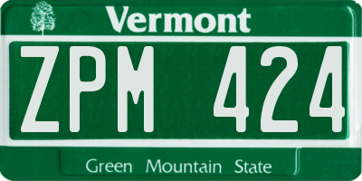 VT license plate ZPM424