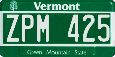 VT license plate ZPM425