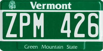 VT license plate ZPM426