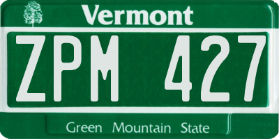 VT license plate ZPM427