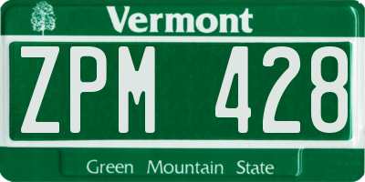VT license plate ZPM428