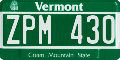 VT license plate ZPM430