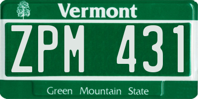 VT license plate ZPM431