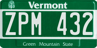 VT license plate ZPM432