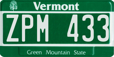 VT license plate ZPM433