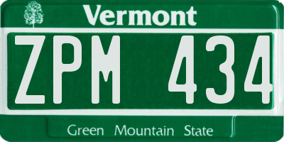 VT license plate ZPM434