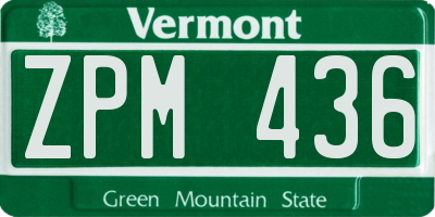 VT license plate ZPM436