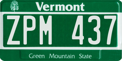 VT license plate ZPM437