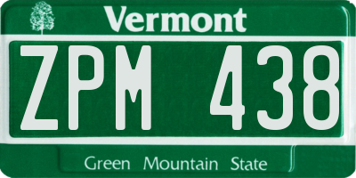 VT license plate ZPM438