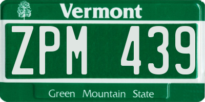 VT license plate ZPM439