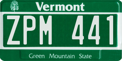 VT license plate ZPM441