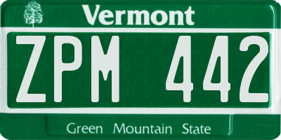 VT license plate ZPM442