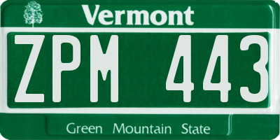 VT license plate ZPM443