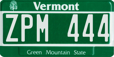 VT license plate ZPM444