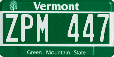 VT license plate ZPM447
