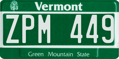 VT license plate ZPM449