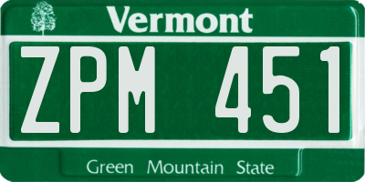VT license plate ZPM451