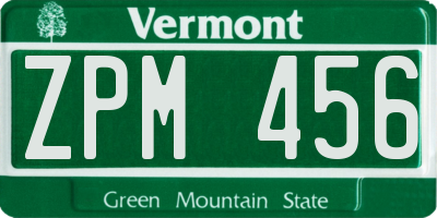 VT license plate ZPM456