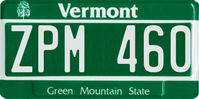 VT license plate ZPM460